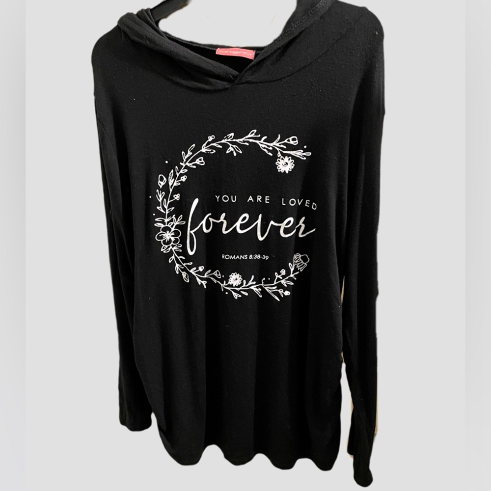 Ragdoll - Womens LS black hooded top with bible verse | XL